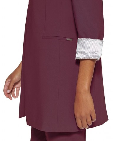 Women's Roll Sleeve Open Front Blazer Purple $55.65 Jackets