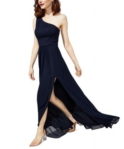 One-Shoulder Chiffon Gown Blue $44.70 Dresses