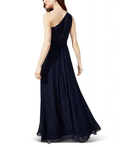 One-Shoulder Chiffon Gown Blue $44.70 Dresses