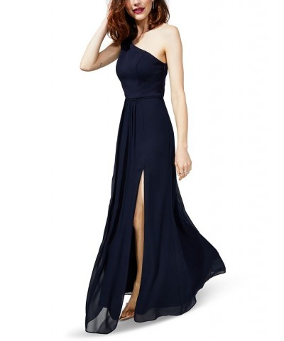 One-Shoulder Chiffon Gown Blue $44.70 Dresses