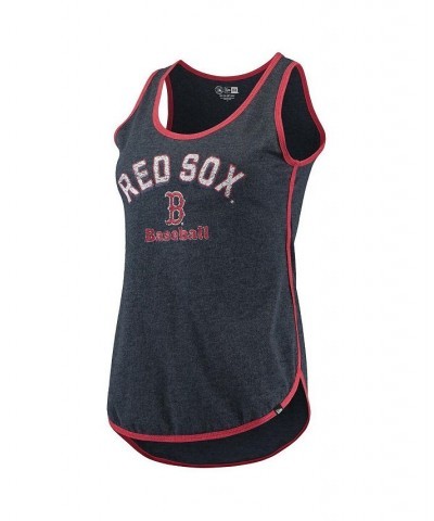 Women's Heathered Navy Boston Red Sox Contrast Binding Scoop Neck Tank Top Navy $17.22 Tops