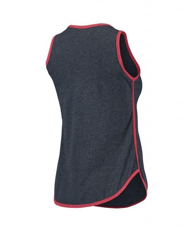 Women's Heathered Navy Boston Red Sox Contrast Binding Scoop Neck Tank Top Navy $17.22 Tops