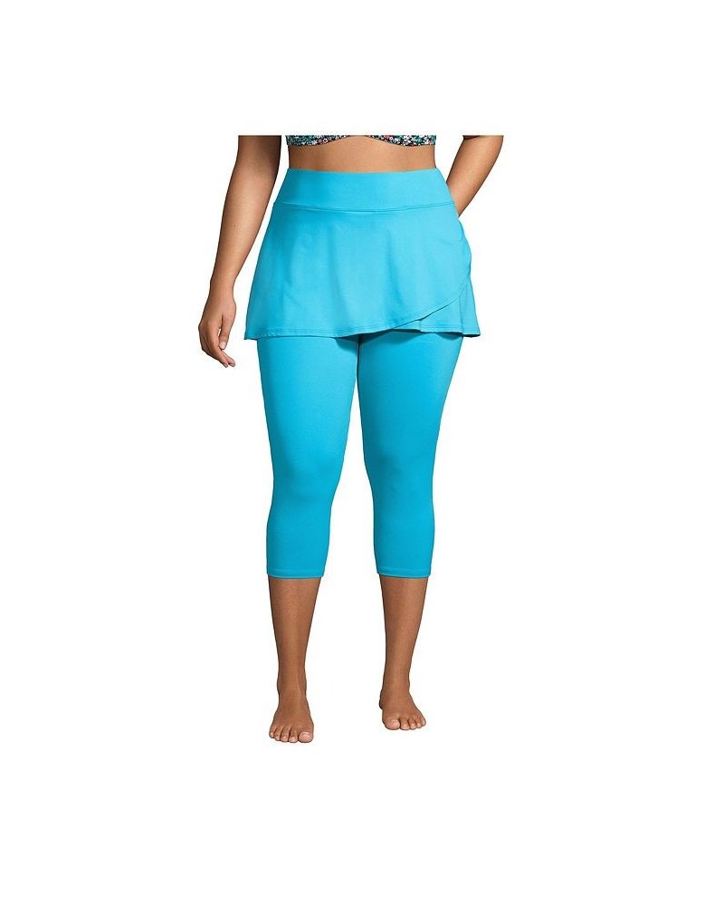 Women's Plus Size High Waisted Modest Swim Leggings with UPF 50 Sun Protection Turquoise $42.30 Swimsuits