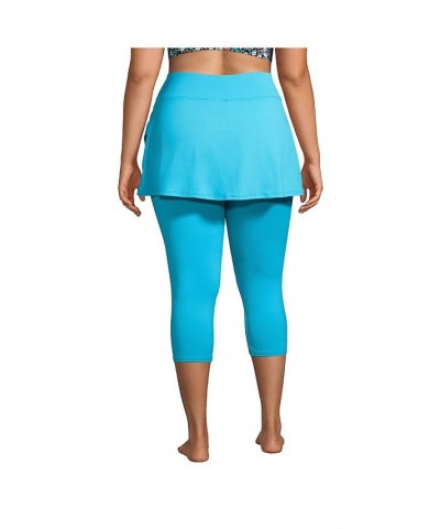 Women's Plus Size High Waisted Modest Swim Leggings with UPF 50 Sun Protection Turquoise $42.30 Swimsuits