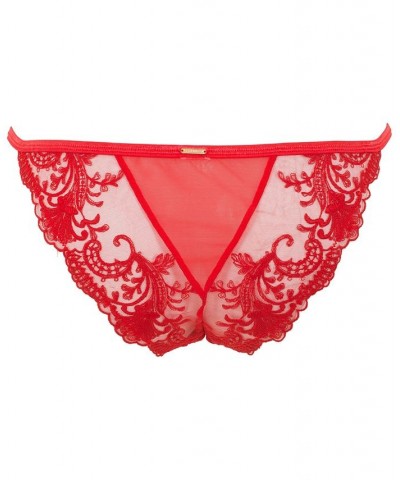 Women's Marseille Embroidered Brief Underwear 41816 Tomato Red/pale Pink $23.60 Panty