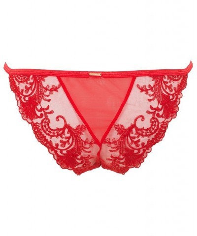 Women's Marseille Embroidered Brief Underwear 41816 Tomato Red/pale Pink $23.60 Panty