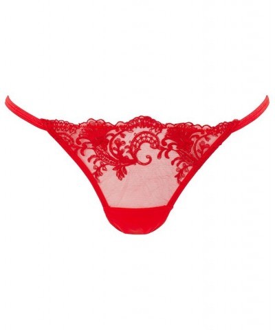 Women's Marseille Embroidered Brief Underwear 41816 Tomato Red/pale Pink $23.60 Panty