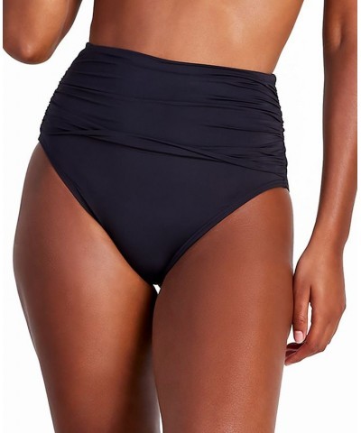 Women's Shirred-High-Waist Bikini Bottoms Black $45.00 Swimsuits