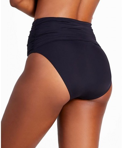 Women's Shirred-High-Waist Bikini Bottoms Black $45.00 Swimsuits