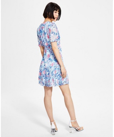 Women's Front-Cutout Tiered Dress Air Blue Floral $47.60 Dresses