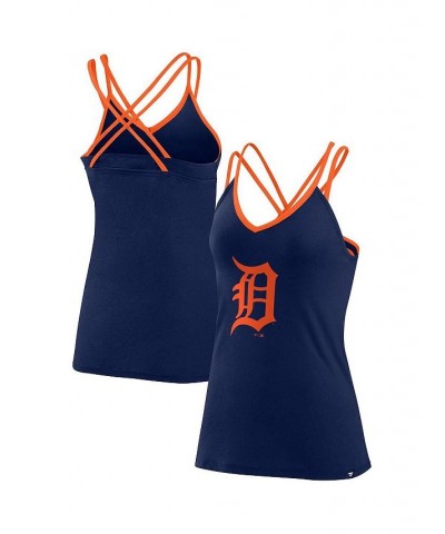 Women's Branded Navy Detroit Tigers Barrel It Up Cross Back V-Neck Tank Top Navy $22.50 Tops