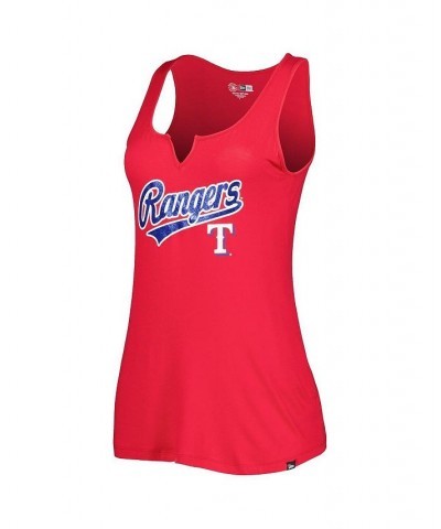 Women's Red Texas Rangers Notch Neck Tank Top Red $24.59 Tops