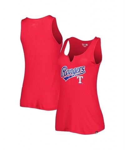 Women's Red Texas Rangers Notch Neck Tank Top Red $24.59 Tops