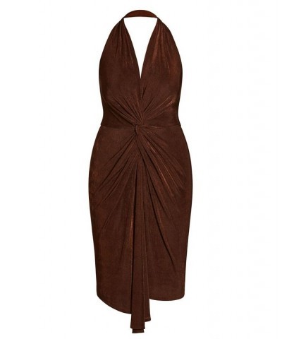 Trendy Plus Size Halter Twist Dress Clove $47.70 Dresses