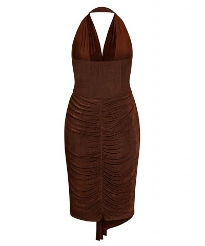 Trendy Plus Size Halter Twist Dress Clove $47.70 Dresses