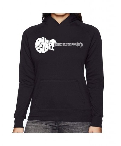 Women's Word Art Hooded Sweatshirt -Don'T Stop Believin' Purple $31.19 Sweatshirts