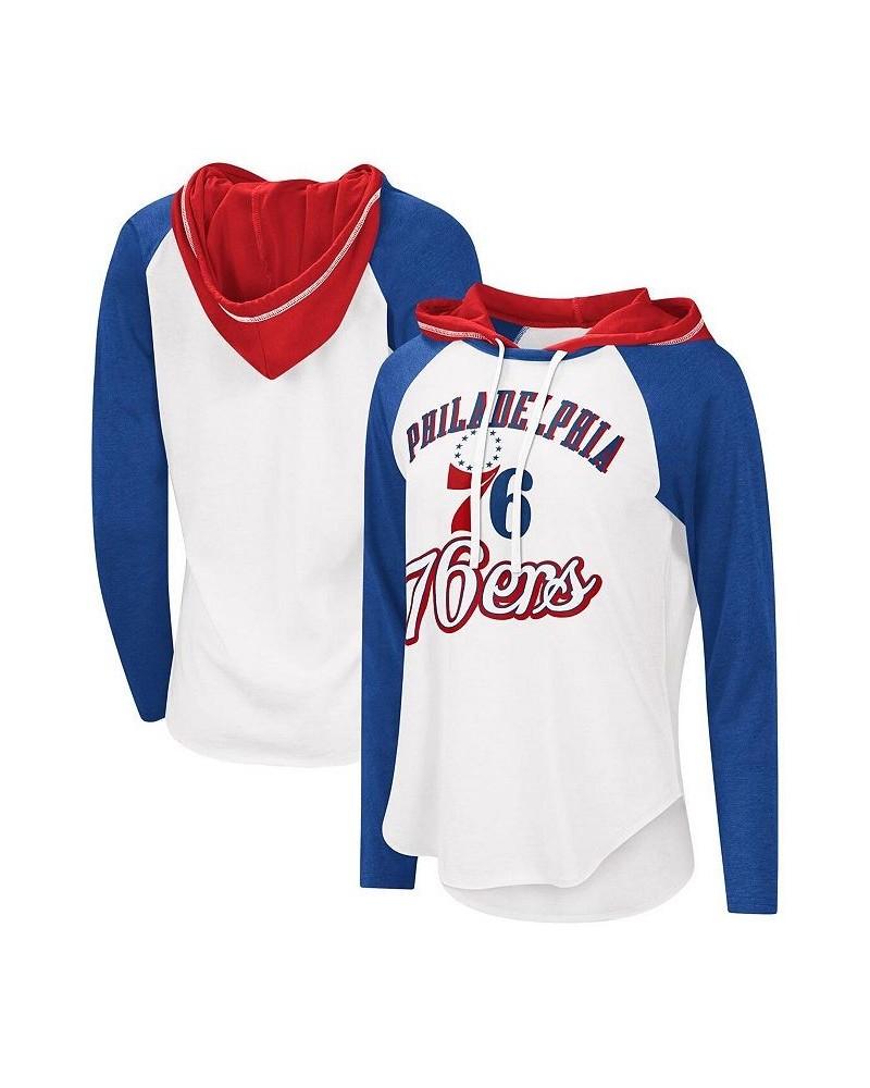 Women's White Philadelphia 76ers MVP Raglan Hoodie Long Sleeve T-shirt White $20.00 Tops