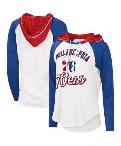 Women's White Philadelphia 76ers MVP Raglan Hoodie Long Sleeve T-shirt White $20.00 Tops