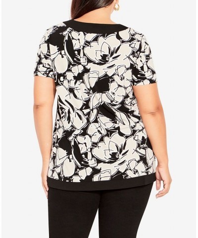 Plus Size Marcia Print Top Black Abstract Bloom $27.73 Tops