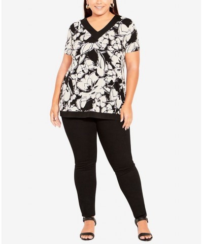 Plus Size Marcia Print Top Black Abstract Bloom $27.73 Tops