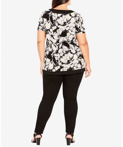 Plus Size Marcia Print Top Black Abstract Bloom $27.73 Tops