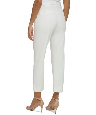 Women's Solid-Color Hardware Tie Pants Ivory $91.50 Pants