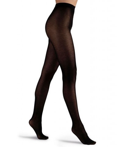 Women's Italian Made Fleece Tights Black $18.80 Hosiery