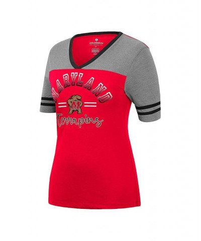 Women's Red Heathered Gray Maryland Terrapins There You Are V-Neck T-shirt Red, Heathered Gray $23.39 Tops