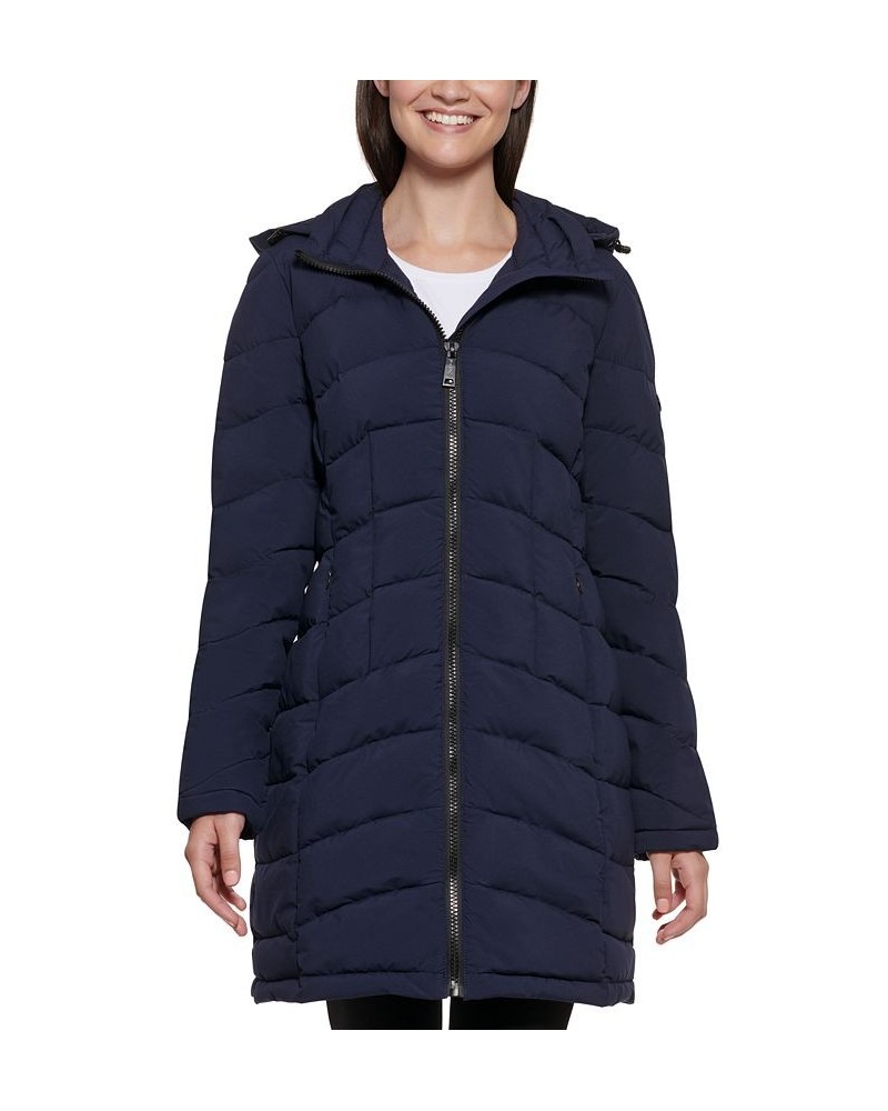 Petite Hooded Stretch Packable Puffer Coat Dark Navy $73.50 Coats