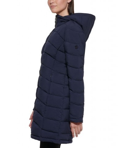 Petite Hooded Stretch Packable Puffer Coat Dark Navy $73.50 Coats