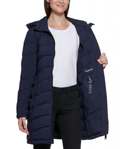 Petite Hooded Stretch Packable Puffer Coat Dark Navy $73.50 Coats