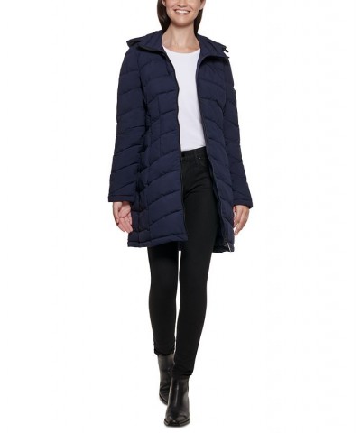 Petite Hooded Stretch Packable Puffer Coat Dark Navy $73.50 Coats