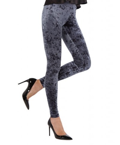 Crushed Velvet Women's Leggings Blue $23.10 Pants