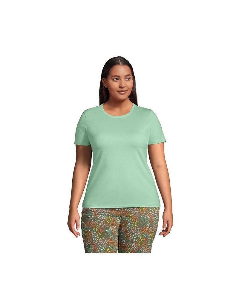 Women's Plus Size Relaxed Supima Cotton Short Sleeve Crewneck T-Shirt Cool mint $18.88 Tops