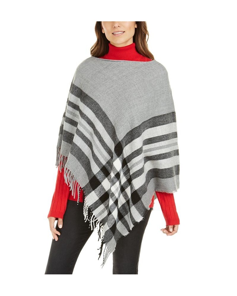 Women's Plaid Brushed Poncho Gray $27.48 Sweaters