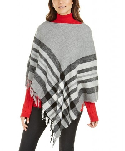 Women's Plaid Brushed Poncho Gray $27.48 Sweaters