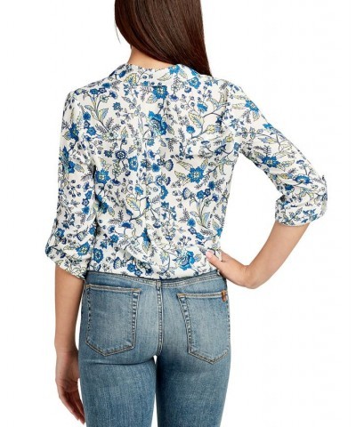 Juniors' Floral-Print Button-Up Shirt Pat E $25.97 Tops