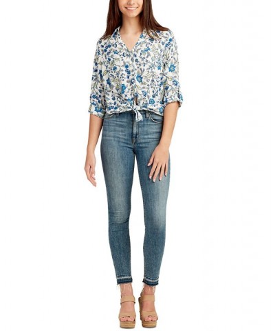 Juniors' Floral-Print Button-Up Shirt Pat E $25.97 Tops