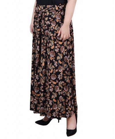 Plus Size Maxi with Sash Waist Tie Skirt Black Gold Floral $15.05 Skirts