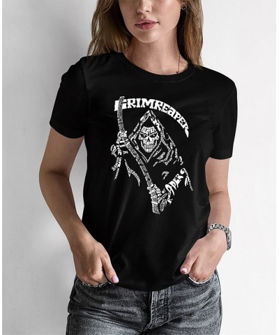 Women's Grim Reaper Word Art T-shirt Black $17.50 Tops