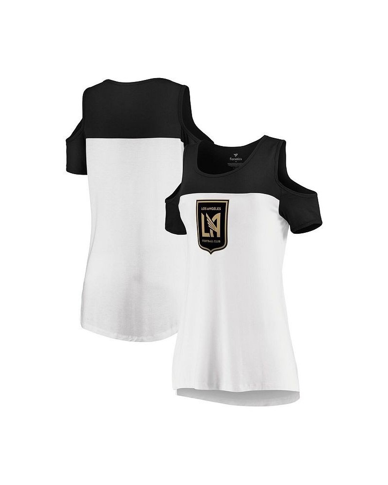 Women's Branded White Black LAFC Iconic Pure Dedication Cold Shoulder T-shirt White, Black $24.74 Tops