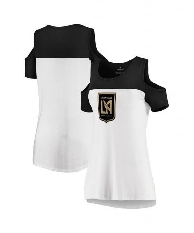 Women's Branded White Black LAFC Iconic Pure Dedication Cold Shoulder T-shirt White, Black $24.74 Tops