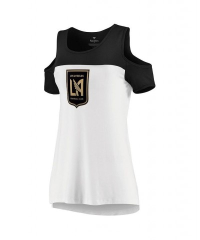 Women's Branded White Black LAFC Iconic Pure Dedication Cold Shoulder T-shirt White, Black $24.74 Tops