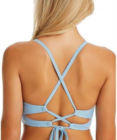 Women's Pretty In Pique Cropped Lace-Up Swim Top & Side-Shirred Swim Bottoms Tranquility $36.26 Swimsuits