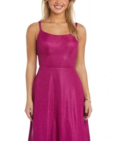 Juniors' Sweetheart-Neck Shimmer Gown Fuchsia $81.12 Dresses