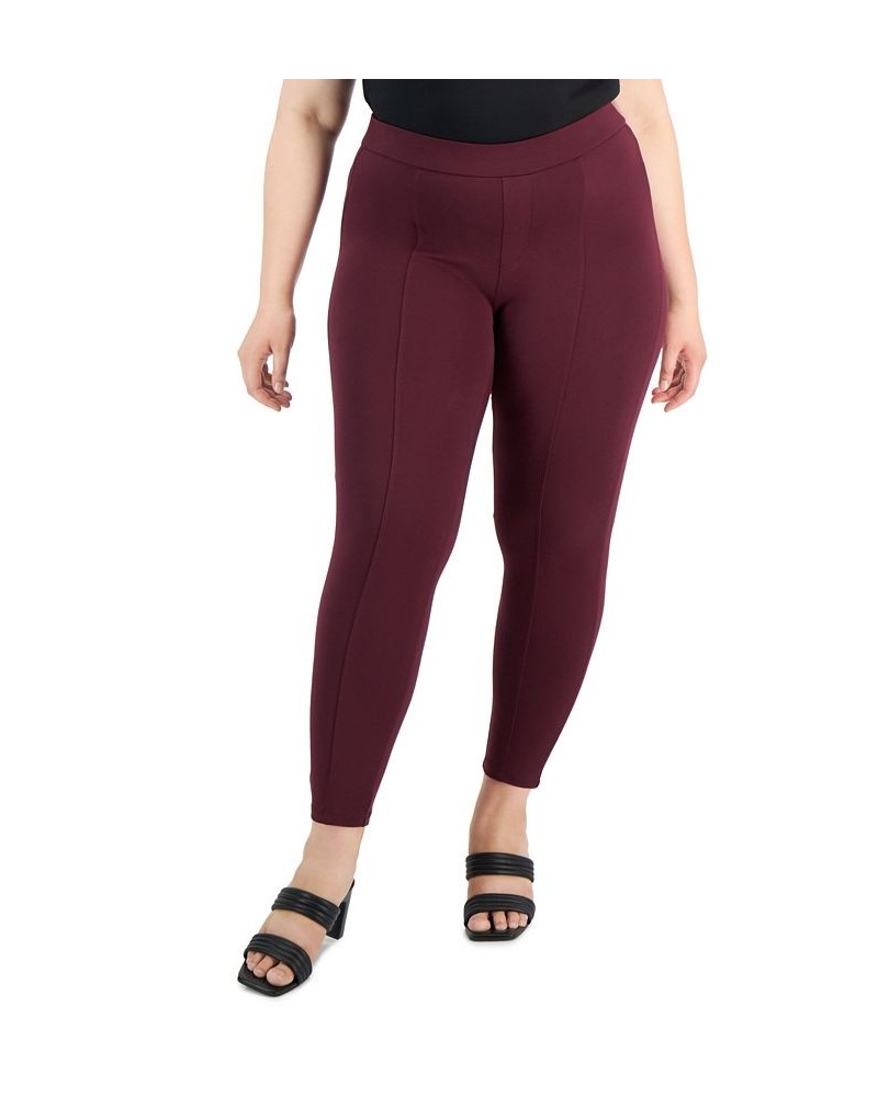 Plus Size Ponté-Knit Pull-On Pants Purple $14.21 Pants