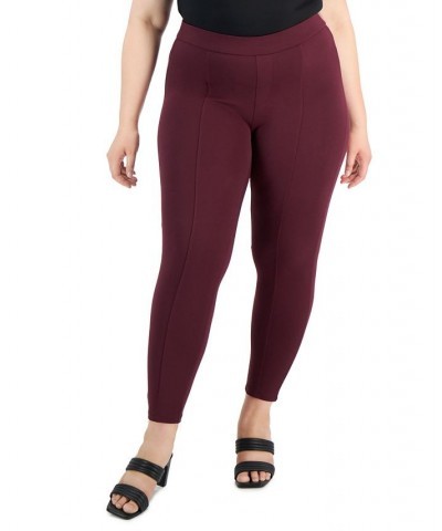 Plus Size Ponté-Knit Pull-On Pants Purple $14.21 Pants