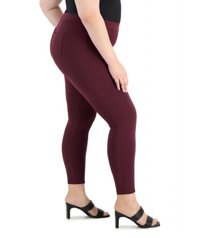 Plus Size Ponté-Knit Pull-On Pants Purple $14.21 Pants