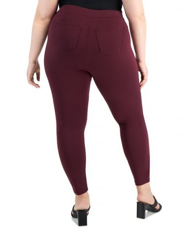 Plus Size Ponté-Knit Pull-On Pants Purple $14.21 Pants