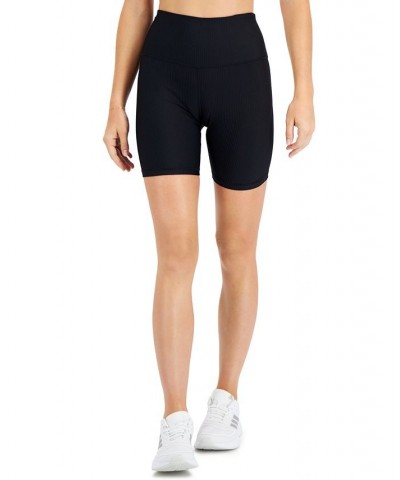 Women's Ribbed Solid Bike Shorts Black $13.61 Shorts